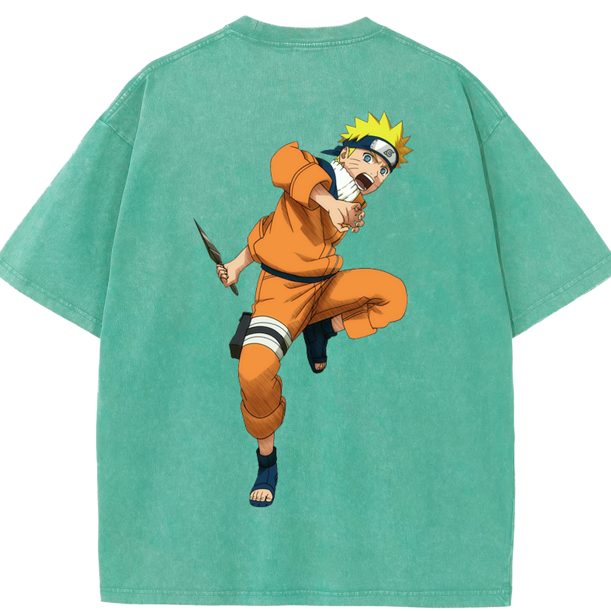 （画像用） NARUTO -ナルト- うずまき ナルト Uzumaki Naruto 綿100% ヴィンテージ風 半袖Tシャツ（背面プリント）